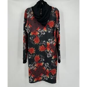 Mismash Womens Dark Floral Midi Dress Size XL Funnel Neck‎ Cottage Noir Romantic